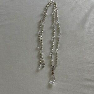 Elegant Silver and Clear Crystal Necklace with additional pendant.